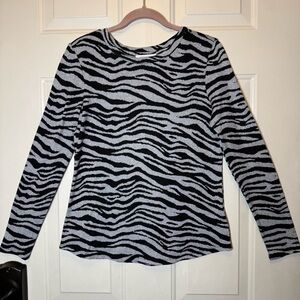 Beachlunchlounge Collection Zebra Crew Neck Long Sleeve Sweater Sz S/P